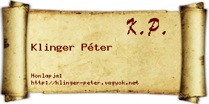 Klinger Péter névjegykártya