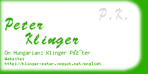 peter klinger business card